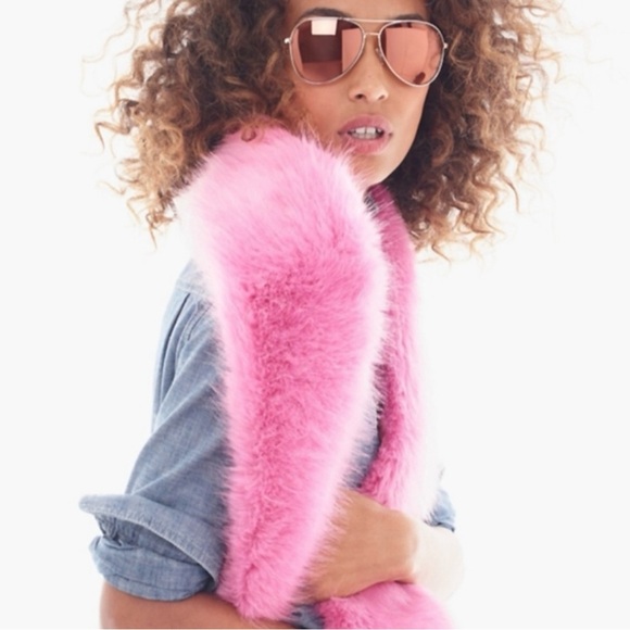 J. CREW Hibiscus Pink Faux Fur Scarf